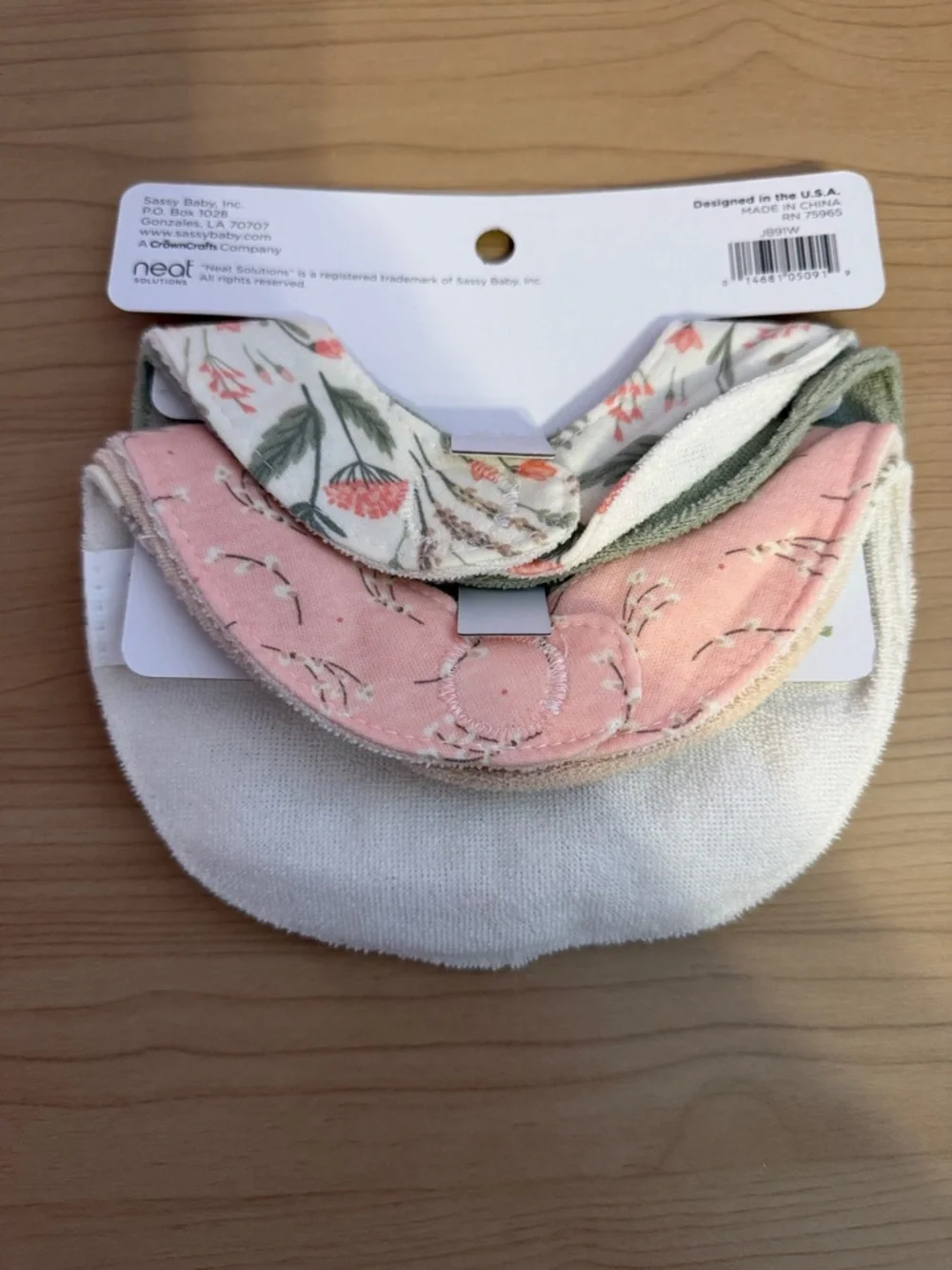 Neat Solutions Floral Newborn Bibs - Pink & Green - Pack of 5
